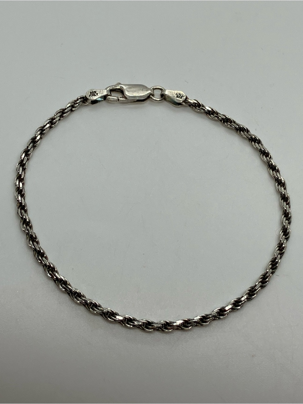 Vtg 925 Sterling Silver Classic Minimalist Twisted Rope Twist Chain Bracelet